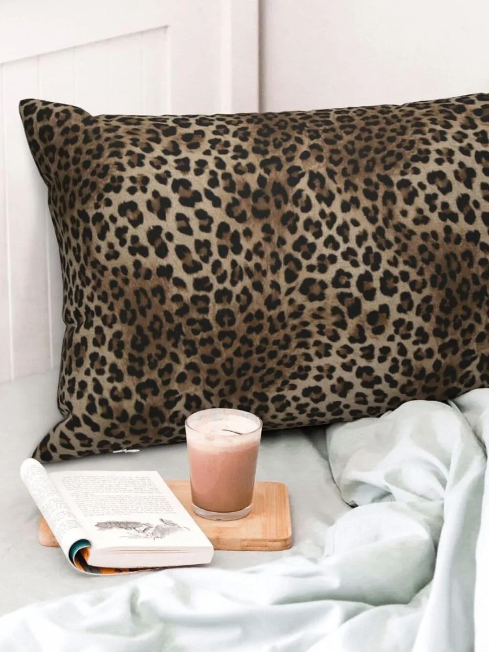 Bold Faux Brown Leopard Print Linen Throw Pillow Covers, 12X20 Inch, Set of 2